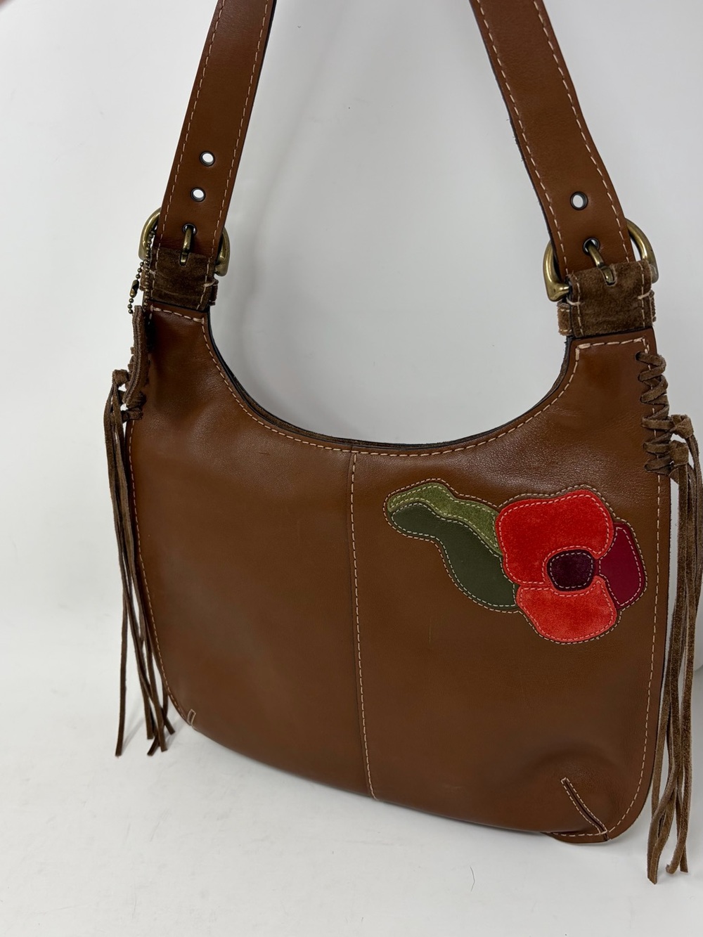 Coach Rare VTG Limited Edition Poppy for Peace Suede Leather Crossbody Bag Y2K - Picture 2 of 11